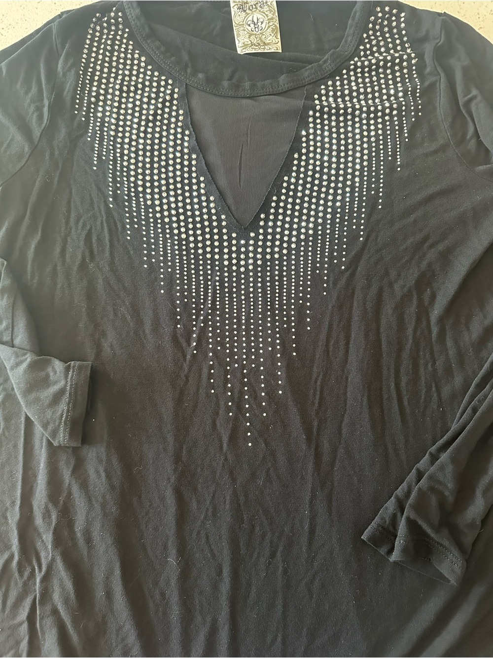 VOCAL -SEXY Black Top with SHEER SIDE PANELS. Fits Like a LARGE. - Picture 10 of 12